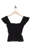 Elodie Shirred Peplum Top