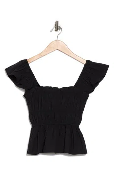 Elodie Shirred Peplum Top