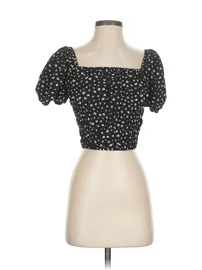 Pre-owned Elodie Short Sleeve Blouse In Black