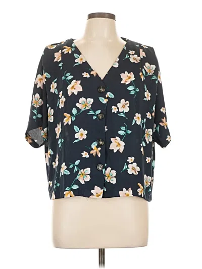Pre-owned Elodie Short Sleeve Blouse In Black