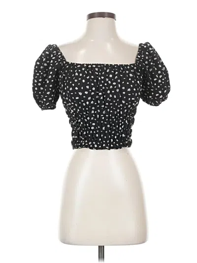 Pre-owned Elodie Short Sleeve Blouse In Black