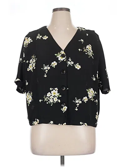 Pre-owned Elodie Short Sleeve Blouse In Black