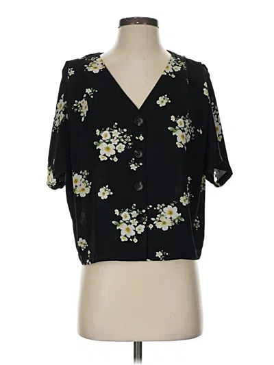 Pre-owned Elodie Short Sleeve Blouse In Black
