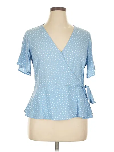 Pre-owned Elodie Short Sleeve Blouse In Blue
