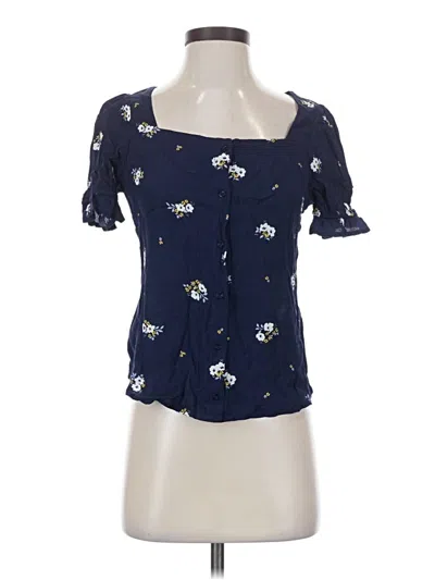 Pre-owned Elodie Short Sleeve Blouse In Blue
