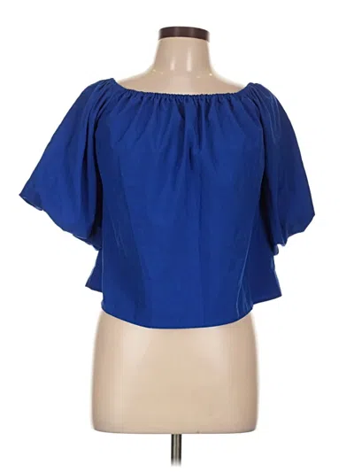Pre-owned Elodie Short Sleeve Blouse In Blue