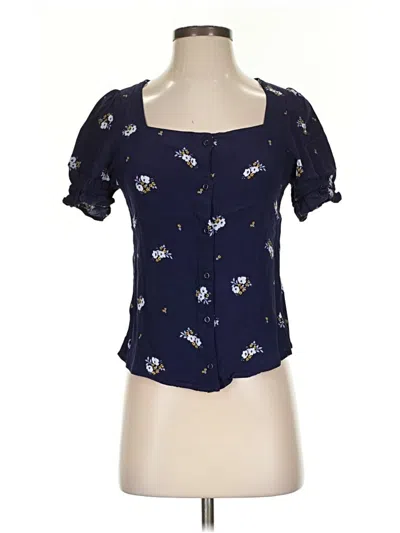 Pre-owned Elodie Short Sleeve Blouse In Blue