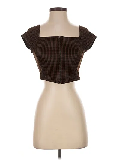 Pre-owned Elodie Short Sleeve Blouse In Brown