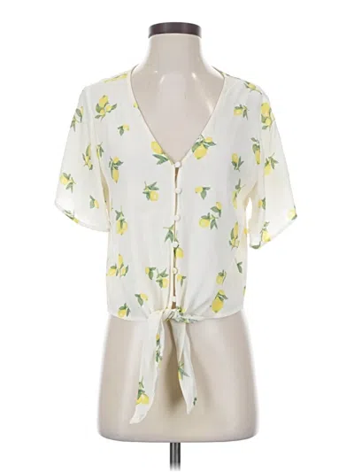 Pre-owned Elodie Short Sleeve Blouse In Ivory