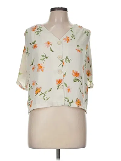 Pre-owned Elodie Short Sleeve Blouse In Ivory