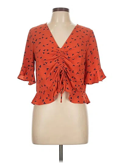Pre-owned Elodie Short Sleeve Blouse In Orange