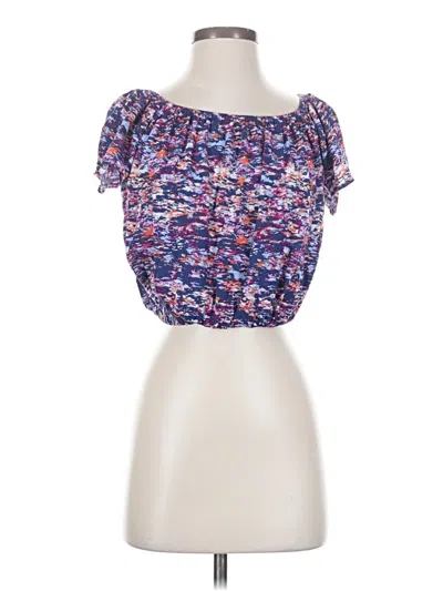 Pre-owned Elodie Short Sleeve Blouse In Purple