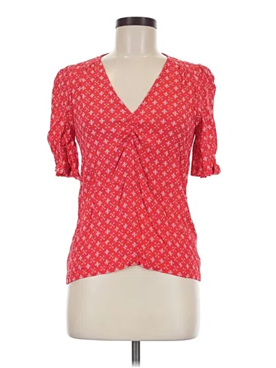 Pre-owned Elodie Short Sleeve Blouse In Red