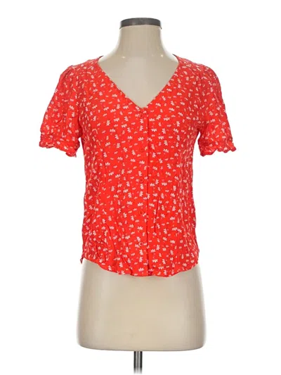 Pre-owned Elodie Short Sleeve Blouse In Red