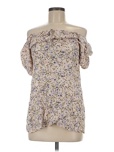 Pre-owned Elodie Short Sleeve Blouse In Tan