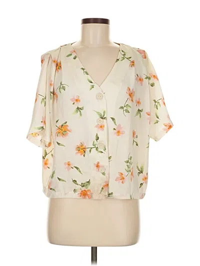 Pre-owned Elodie Short Sleeve Blouse In White