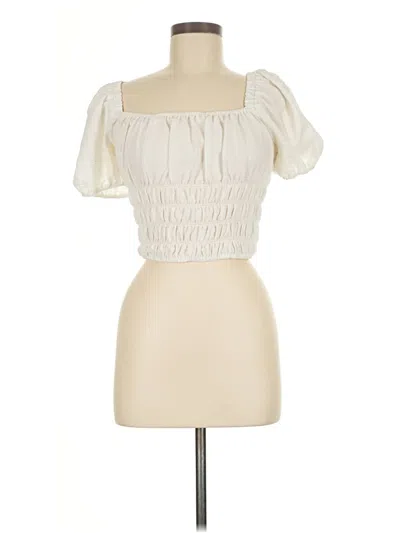 Pre-owned Elodie Short Sleeve Blouse In White