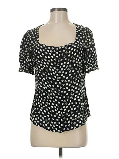 Pre-owned Elodie Short Sleeve Top Black Square Neckline Tops