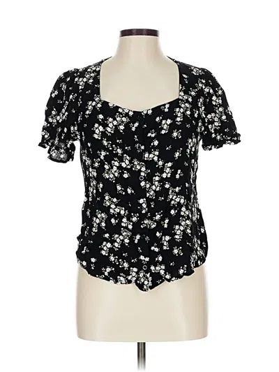 Pre-owned Elodie Short Sleeve Top Black Sweetheart Neckline Tops
