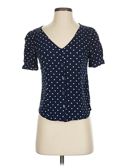 Pre-owned Elodie Short Sleeve Top Blue Polka Dots Pattern Sweetheart Neckline Tops