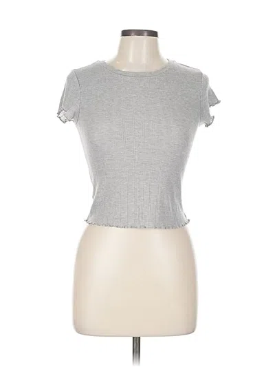 Pre-owned Elodie Short Sleeve Top Gray Keyhole Neckline Tops