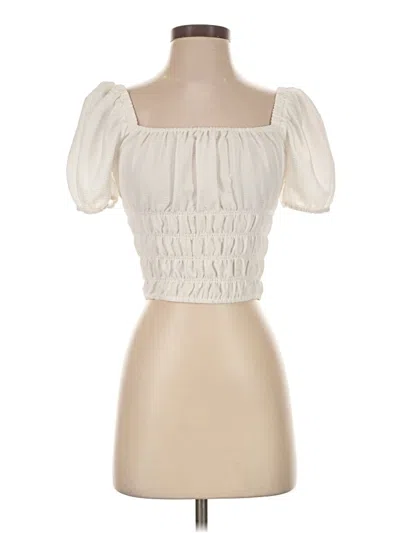 Pre-owned Elodie Short Sleeve Top Ivory Sweetheart Neckline Tops