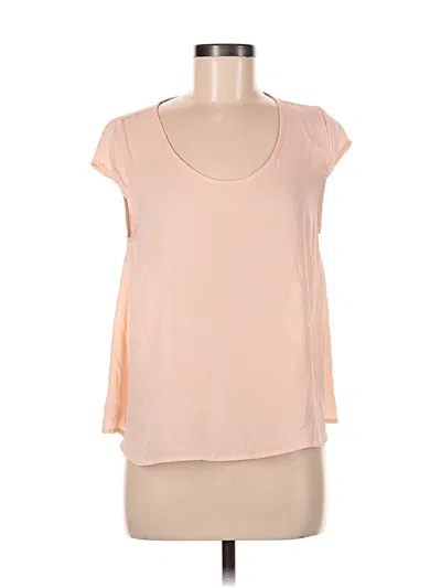 Pre-owned Elodie Short Sleeve Top Pink Scoop Neck Tops