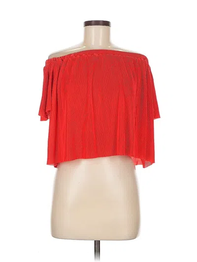 Pre-owned Elodie Short Sleeve Top Red Off The Shoulder Neckline Tops