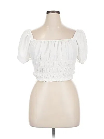 Pre-owned Elodie Short Sleeve Top White Strapless Neckline Tops