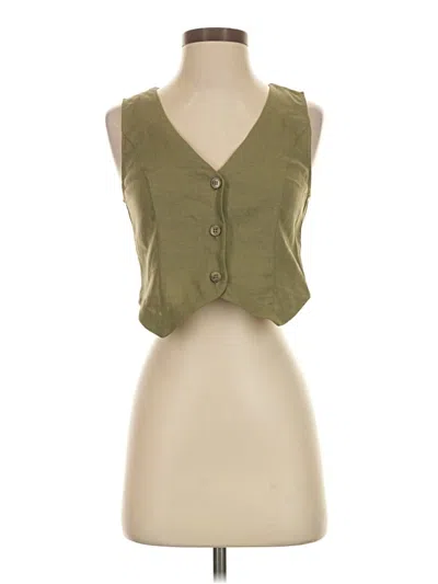Pre-owned Elodie Sleeveless Silk Top Green Sweetheart Neckline Tops