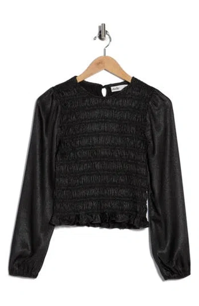 Elodie Smocked Ruffled Top In Black