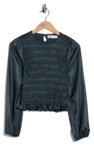 Elodie Smocked Ruffled Top In Green