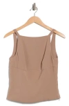 Elodie Square Neck Twill Top In Brown