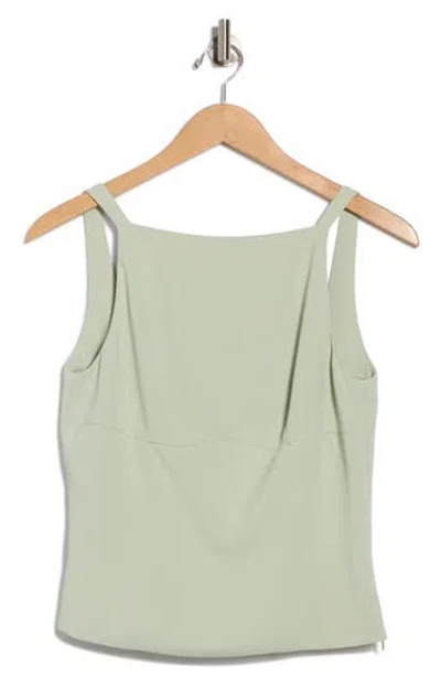 Elodie Square Neck Twill Top In Green