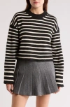 Elodie Stripe Crop Sweater In Black White