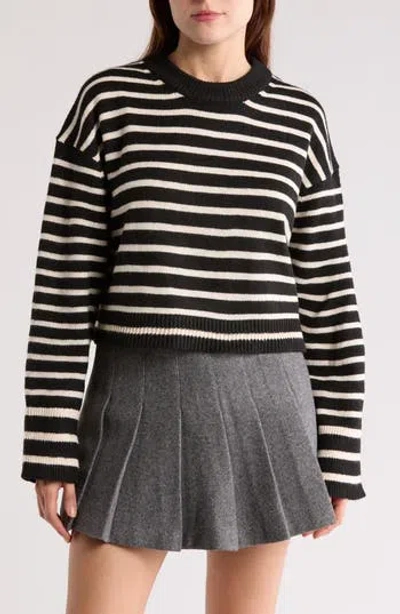 Elodie Stripe Crop Sweater In Black White