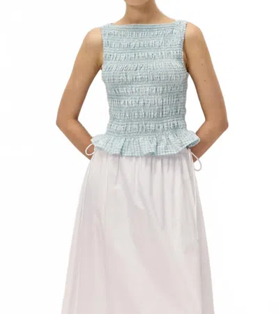 Elodie Tegan Sleeveless Top In Seafoam Gingham In Blue