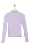 Elodie Textured Jersey Mock Neck Top In Lavender