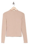 Elodie Textured Jersey Mock Neck Top In Taupe