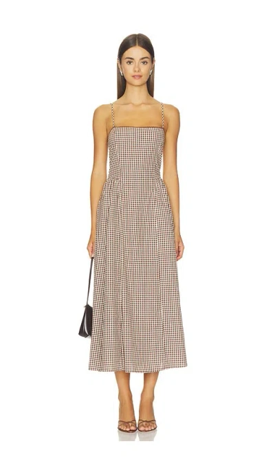 Elodie The Label Adira Dress In Brown Gingham