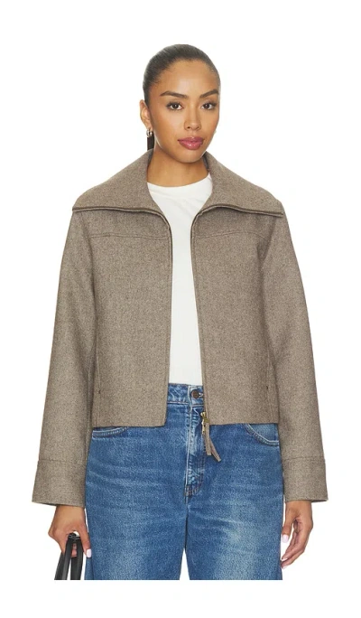 Elodie The Label Beatrice Zip Front Jacket In Brown