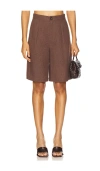 Elodie The Label Dion Linen Bermuda Shorts In Brown