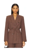 Elodie The Label Dion Linen Blazer In Brown