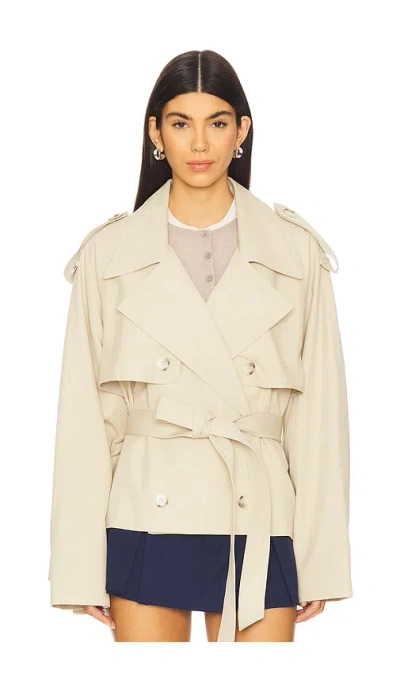 Elodie The Label Eleanor Cropped Trench Coat In Neutral