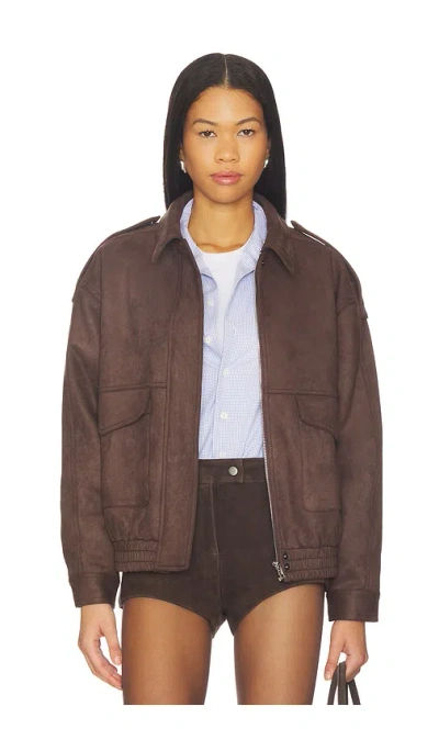 Elodie The Label Elio Faux Suede Jacket In Brown