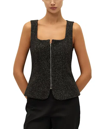 Elodie The Label Ellen Zip Front Top In Black