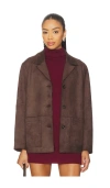 Elodie The Label Elodie Hayes Vegan Suede Jacket In Brown