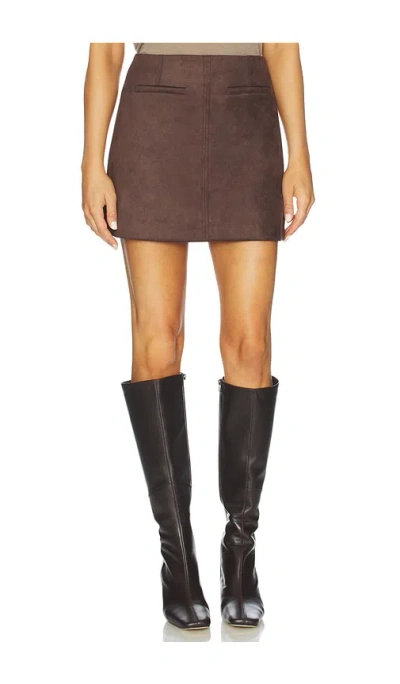Elodie The Label Elodie Mina Faux Suede Mini Skirt In Brown
