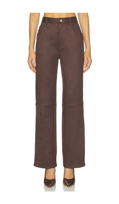 Elodie The Label Etienne Faux Suede Pant In Chocolate Fondant