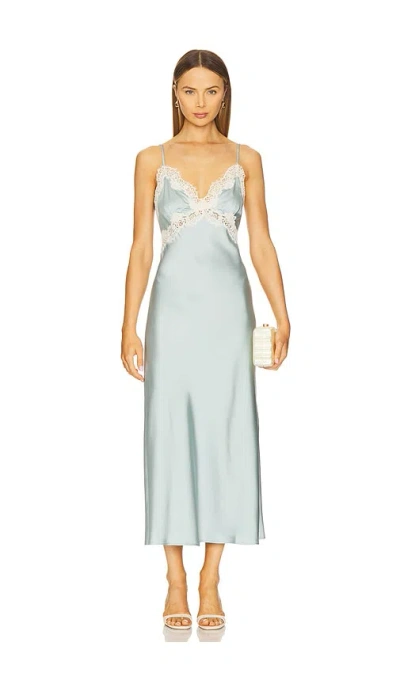 Elodie The Label Evy Satin Slip Dress In Blue
